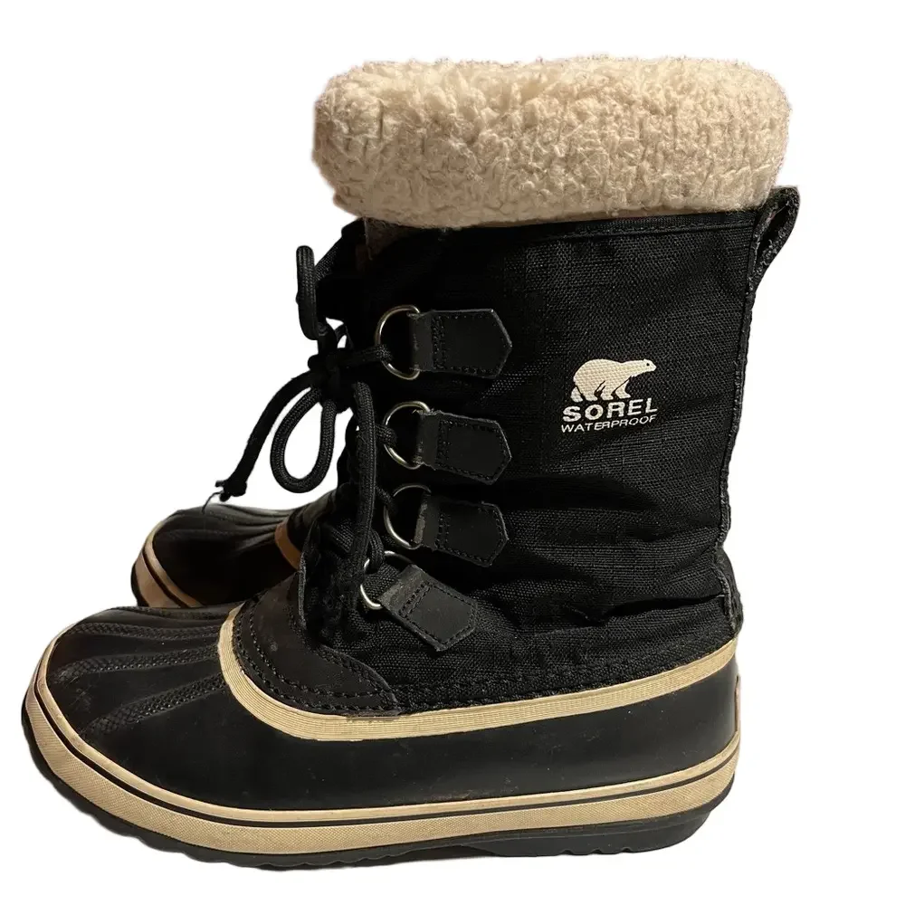 Sorel Winter Carnival Boots Black Women’s Size 8 waterproof 1964 pac nylon snow - Picture 3 of 9